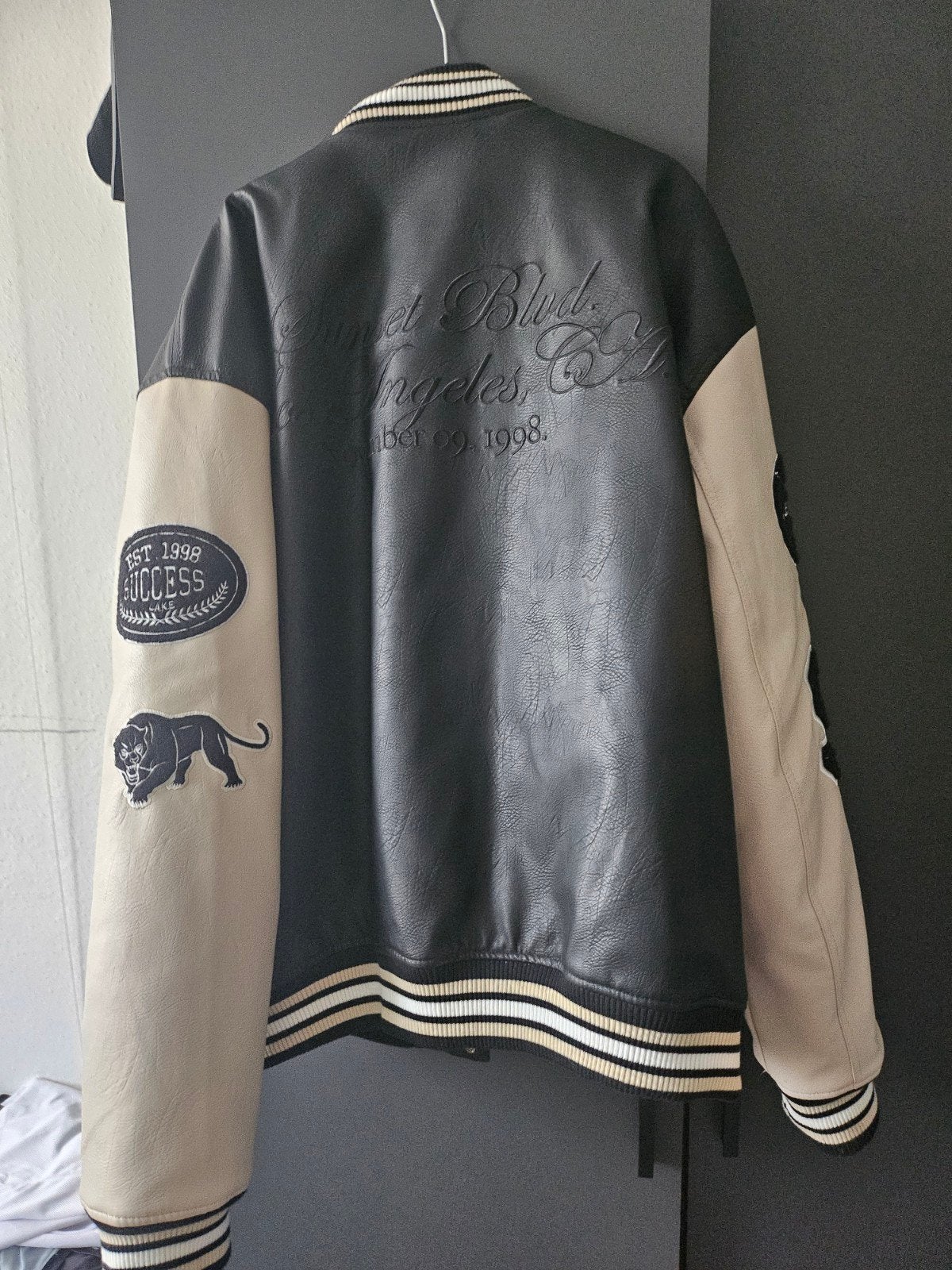 Zwart Wit Baseball Jacket Los Angeles Sinds 1998, Onbekend, Zwart, Overige maten, Ophalen of Verzenden