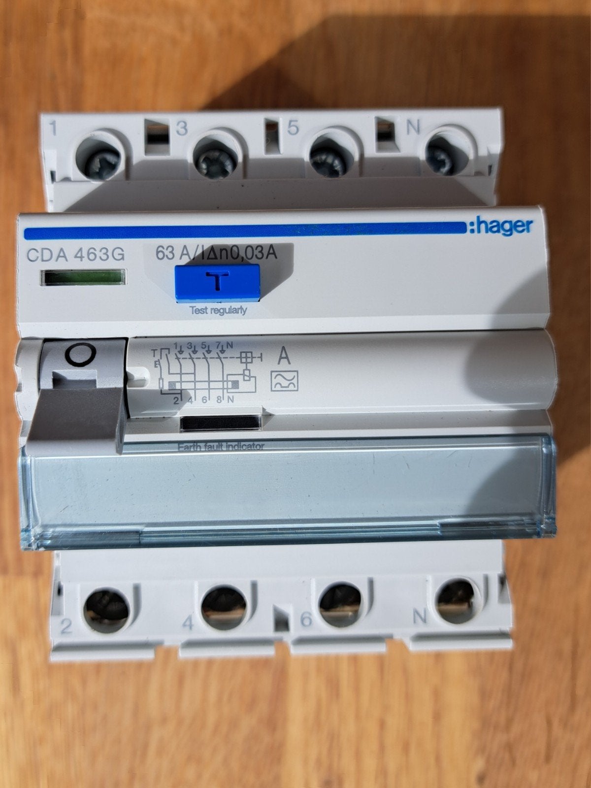 Hager CDA463G Aardlekschakelaar 63A 0.03A, Ophalen of Verzenden, Zo goed als nieuw, Hager, Aardlekschakelaar