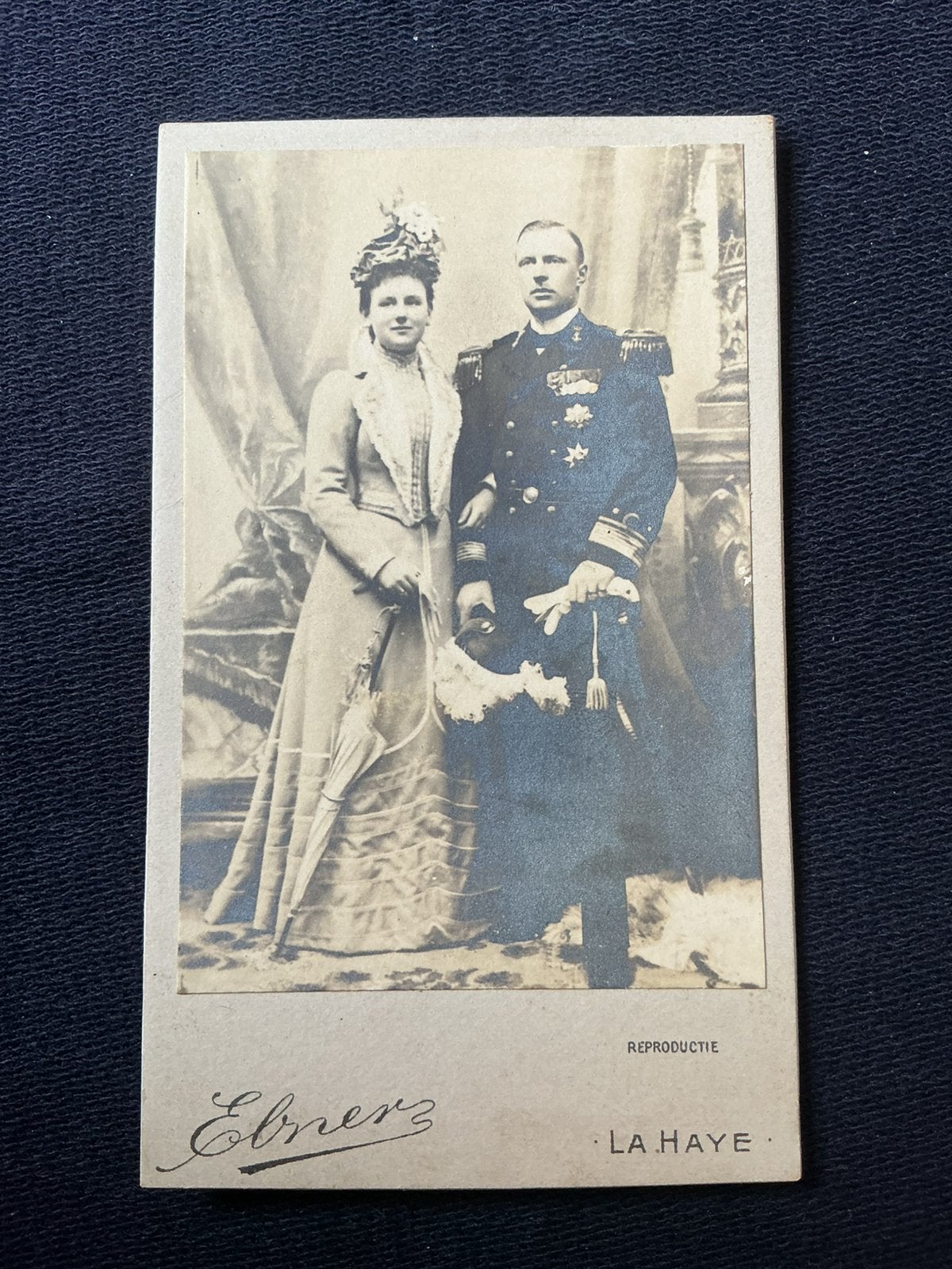 CDV, Koningin Wilhelmina en Prins Hendrik, EBNER, DEN HAAG, Verzamelen, Ophalen of Verzenden, Voor 1940, Gebruikt, Foto