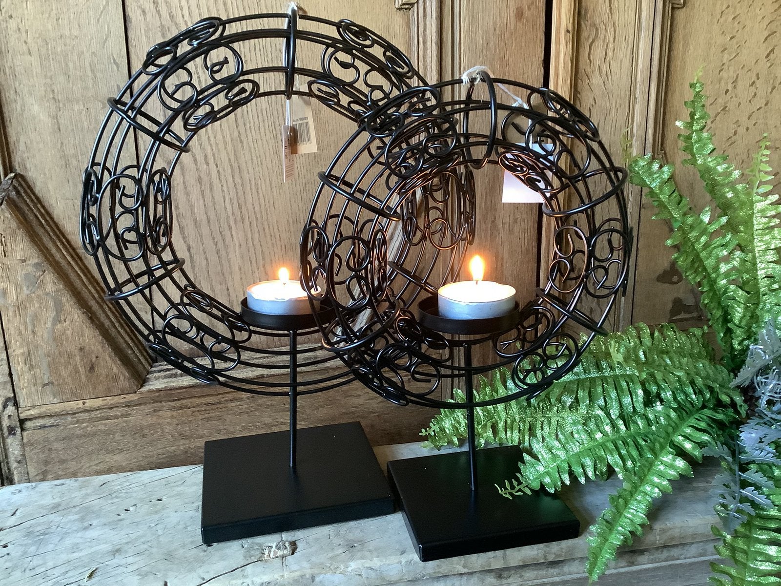 AANBIEDING set zwart metalen krans kandelaars, Ophalen of Verzenden, Nieuw