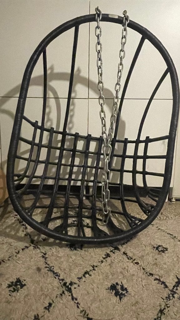Zwarte rotan hangstoel Sissy Boy, Ophalen, Gebruikt, Zwart, Metaal