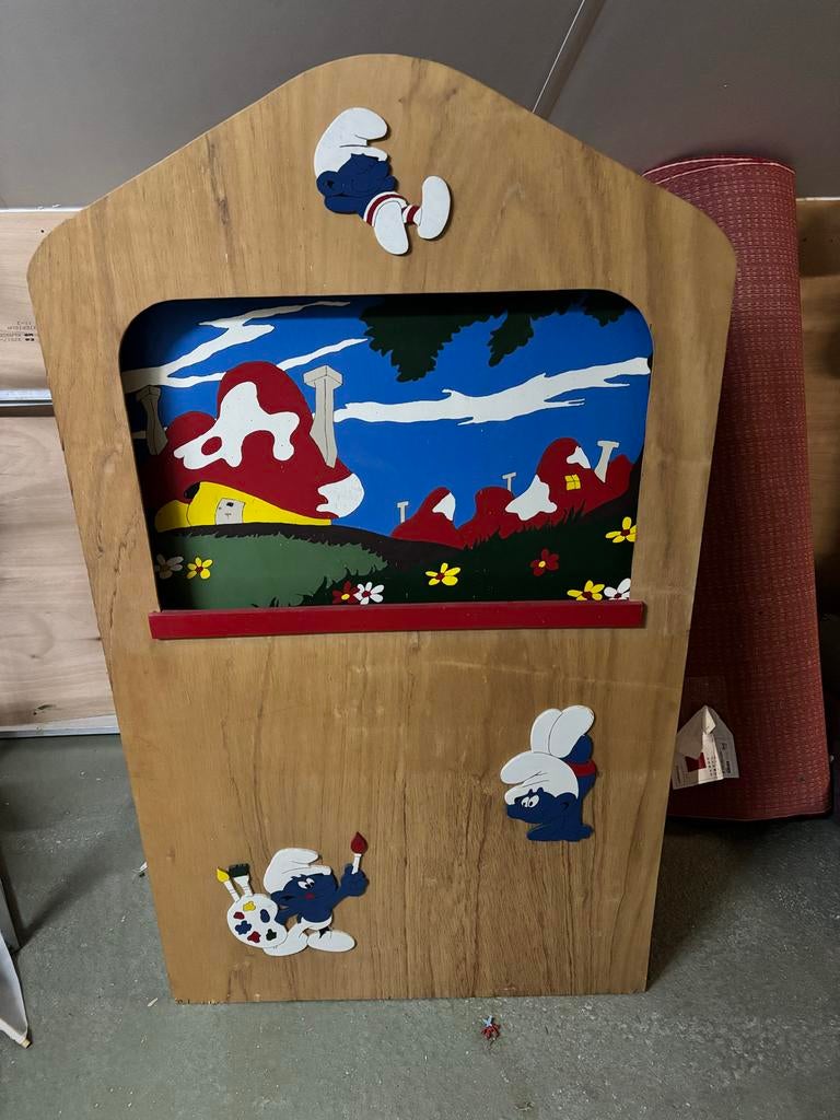 Vintage Smurfen Poppenkast / Decoratie Paneel, Kinderen en Baby's, Speelgoed | Poppen, Ophalen, Zo goed als nieuw