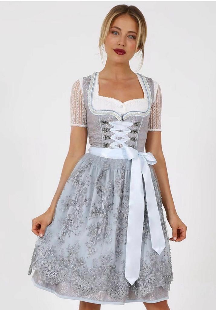 Krüger Dirndl Luria (50cm) lichtblauw grijs maat 40 nieuw, Kleding | Dames, Maat 38/40 (M), Blauw, Nieuw, Ophalen of Verzenden