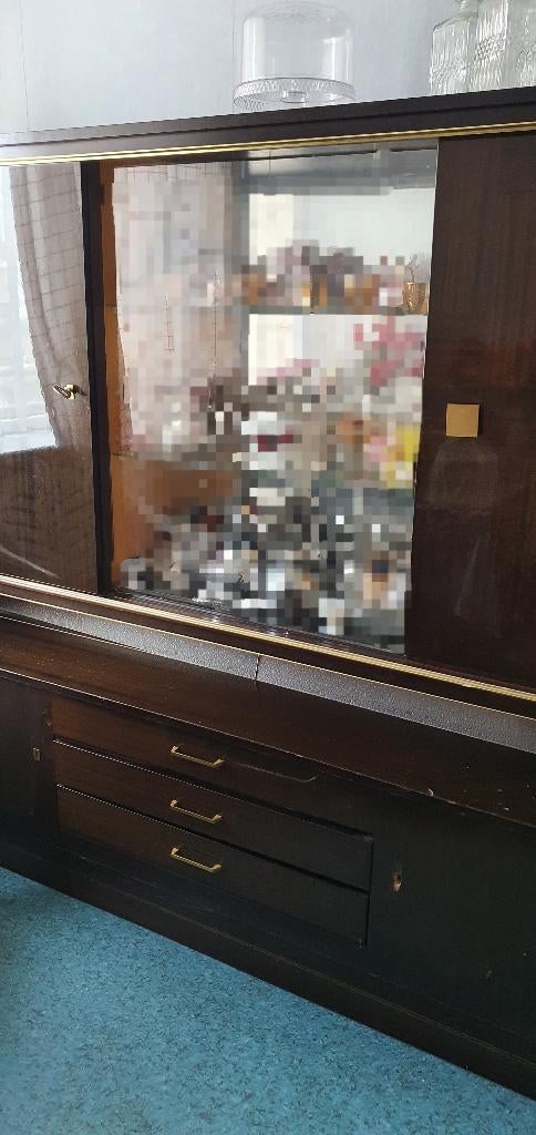 Buffet/vitrine kast (vintage), Ophalen, Gebruikt, Glas, 150 tot 200 cm