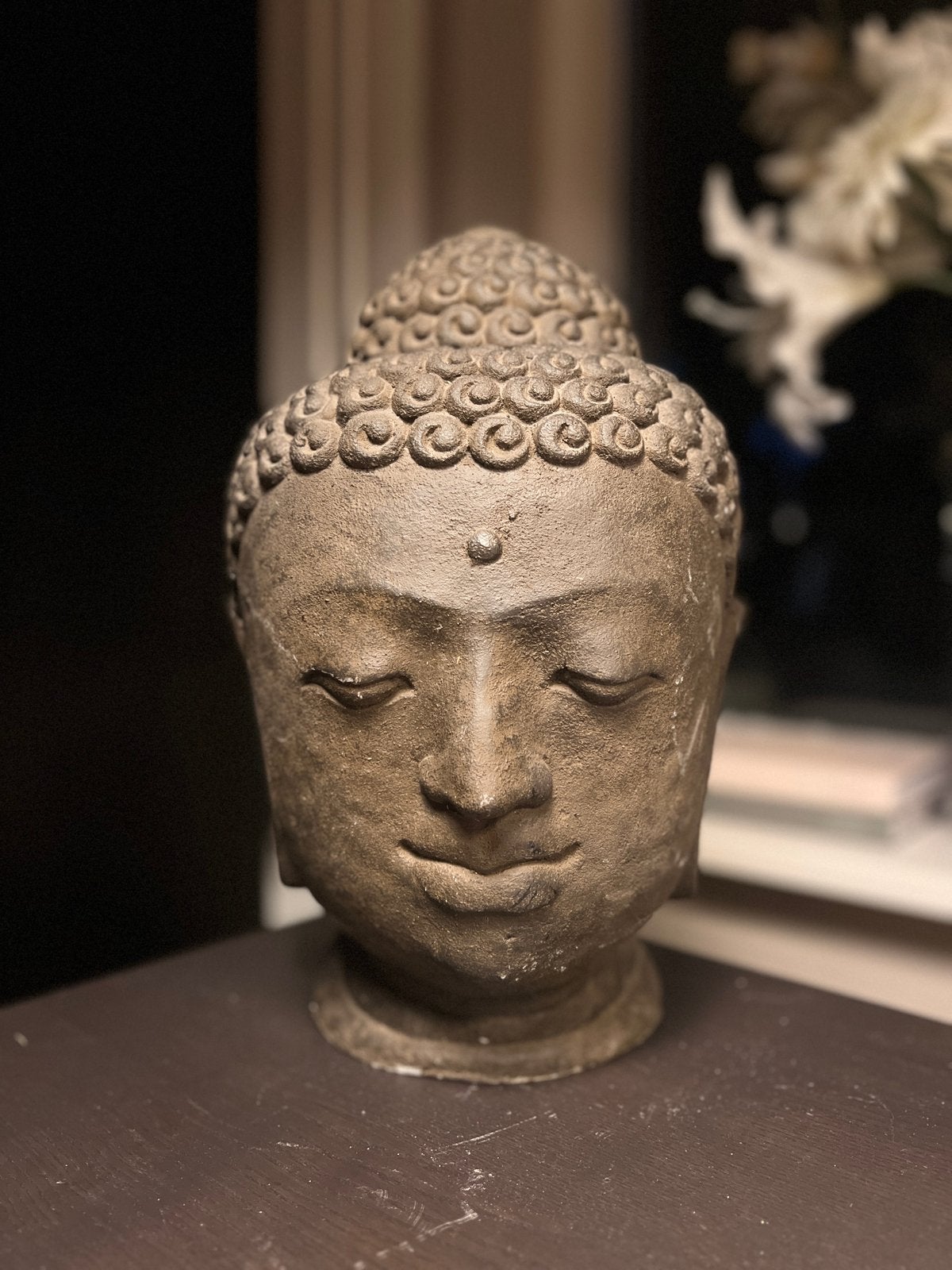 Gietsteen Tuinbeeld Boeddha Beeld 13,5 kg 40cm Buddha Boedha, Tuin en Terras, Tuinbeelden, Ophalen, Gebruikt, Steen, Boeddhabeeld