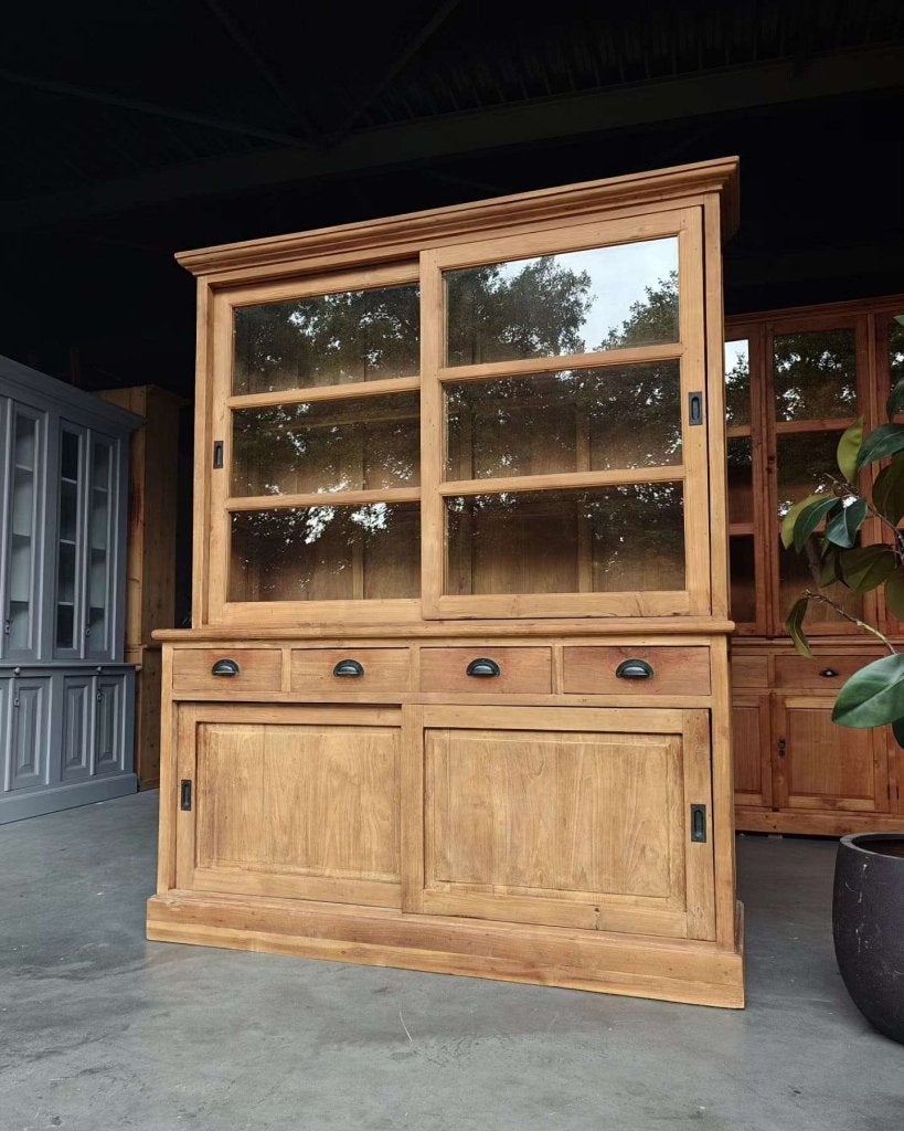Mooie teakhouten winkelkast | Servieskast teak #6343, Gebruikt, -, 200 cm of meer, -