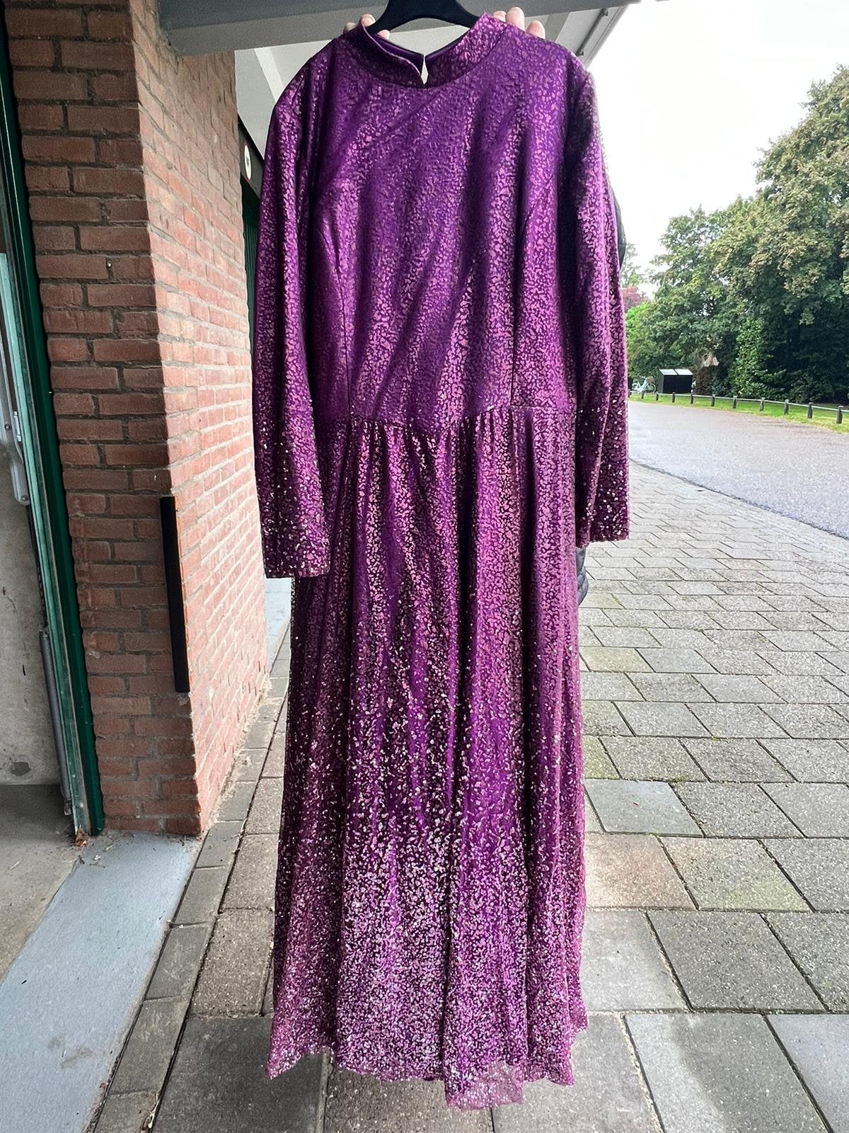 Paarse glitter avondjurk, Ophalen, Galajurk, Paars, Maat 46/48 (XL) of groter