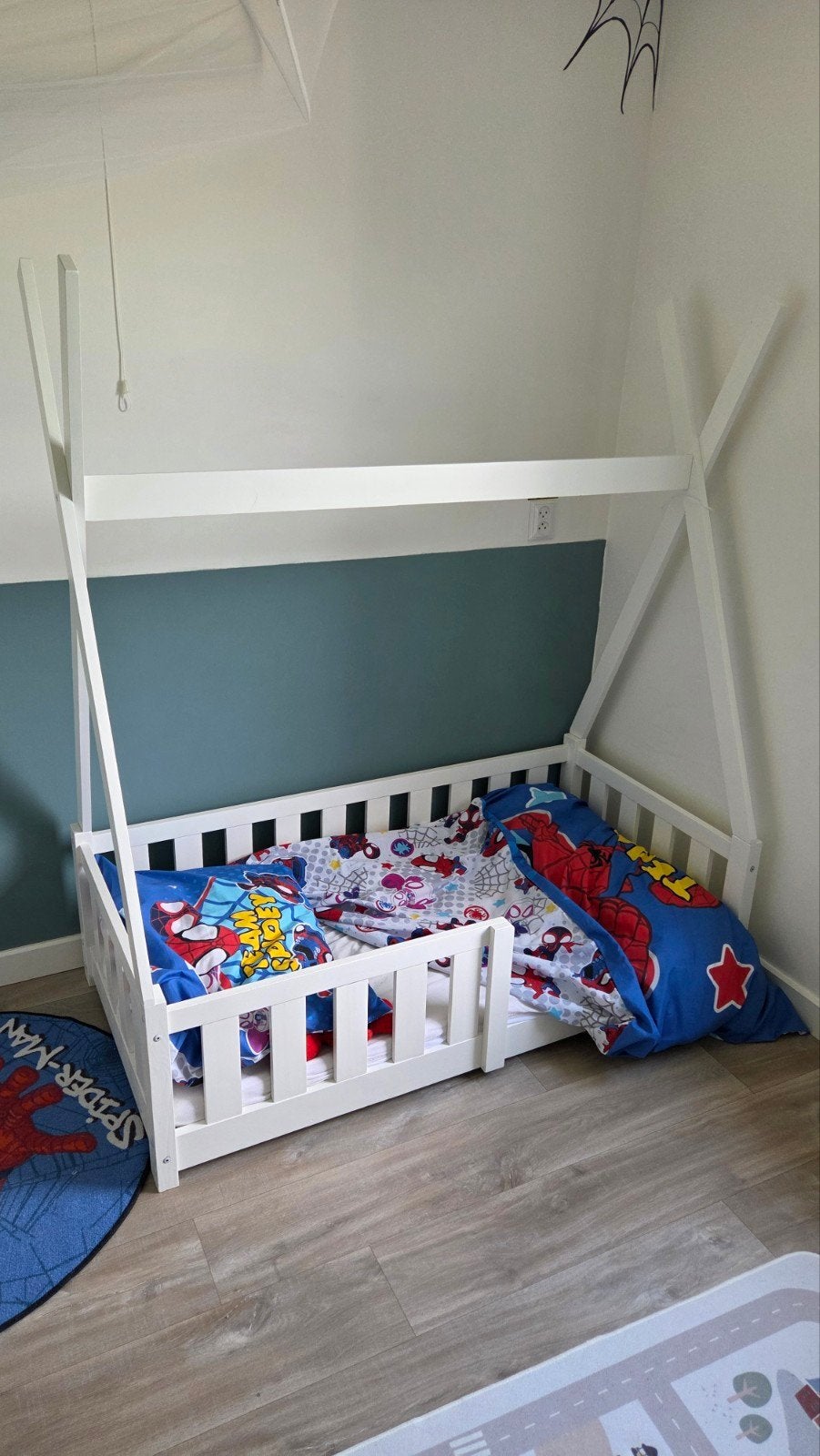 Kinderbed Tipi met uitvalbeveiliging – 140x70 cm – wit, Gebruikt, 70 tot 85 cm, 140 tot 160 cm, Ophalen