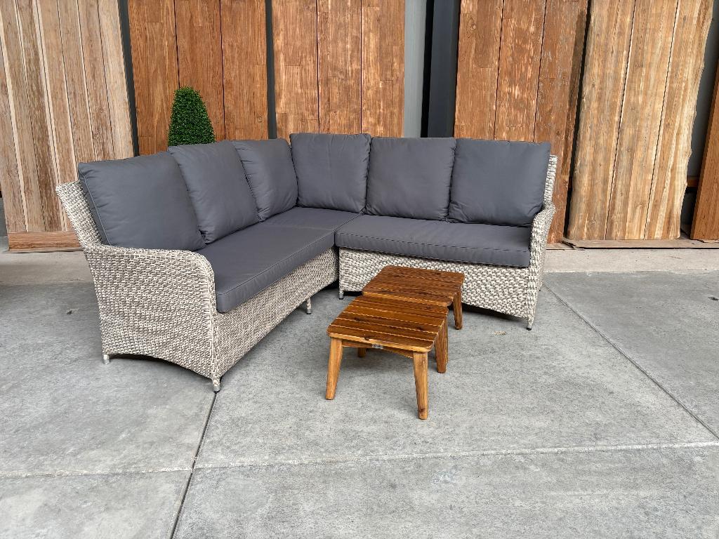 Loungehoek Lena | wicker lichtgrijs