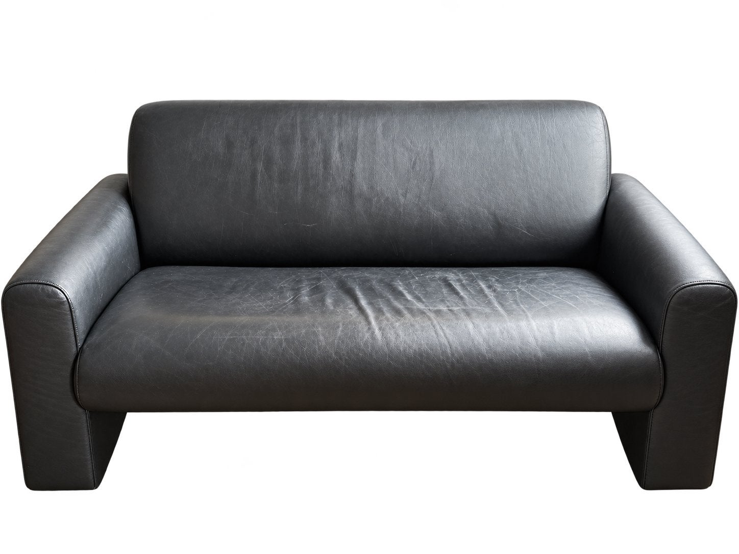 Originele Artifort 2-zitsbank - zwart leer - designbank, Ophalen, Gebruikt, 150 tot 200 cm, Tweepersoons