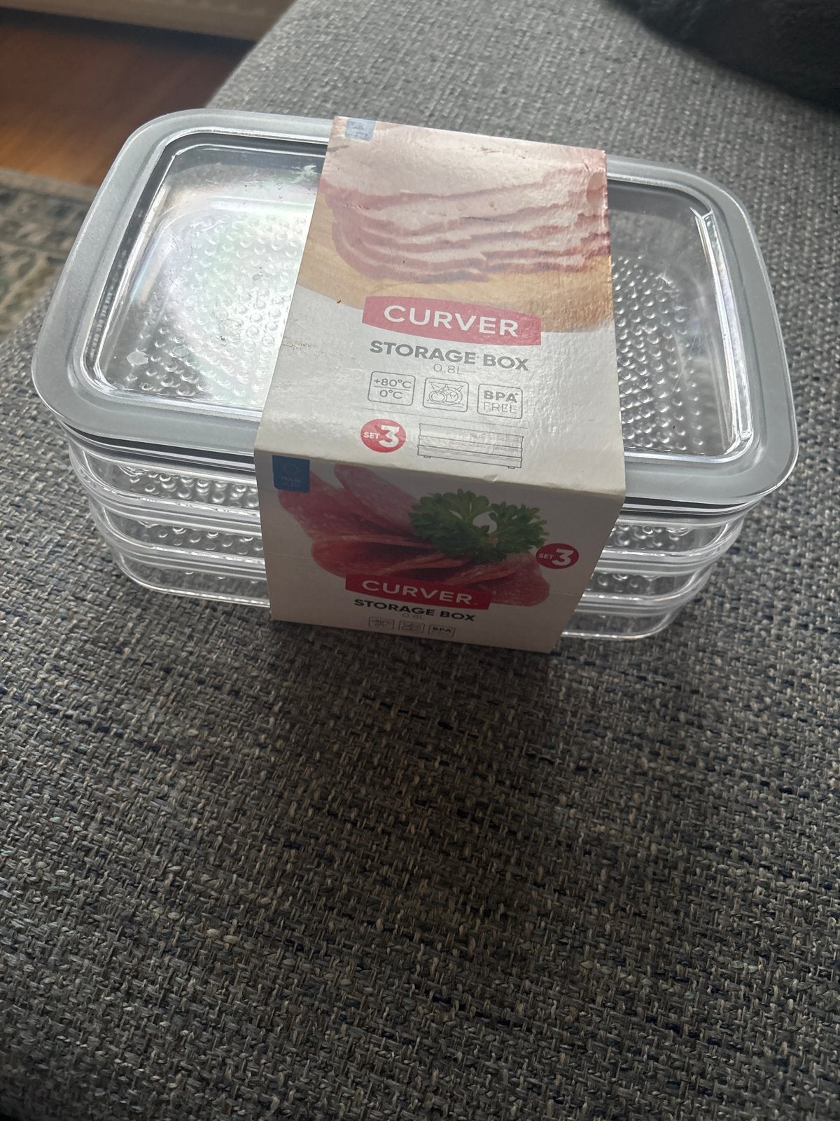 Nieuwe Curver vleeswaren Storage Box 0.8L - Set van 3, Kunststof, Nieuw, Ophalen of Verzenden, Voorraadpot