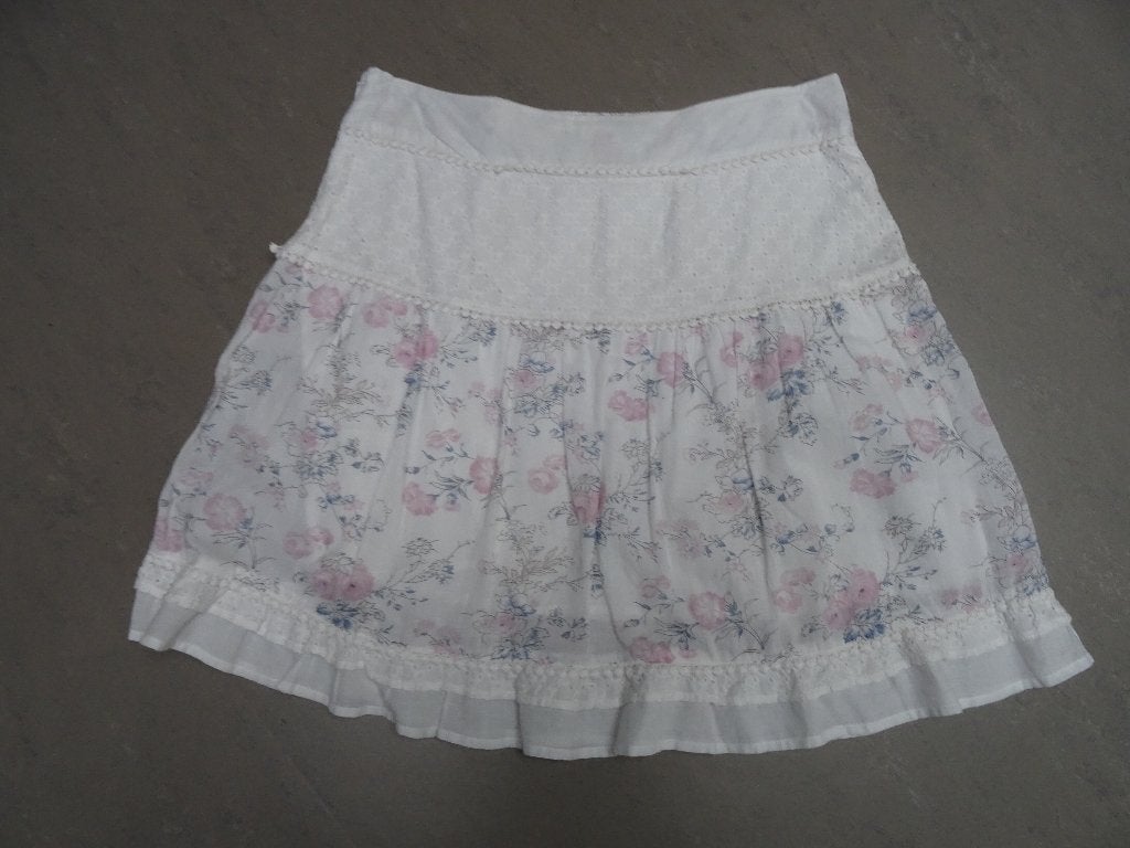 SALE !! STREET ONE maat 42, gevoerde rok met broderie enz., Wit, Ophalen of Verzenden, Zo goed als nieuw, Knielengte
