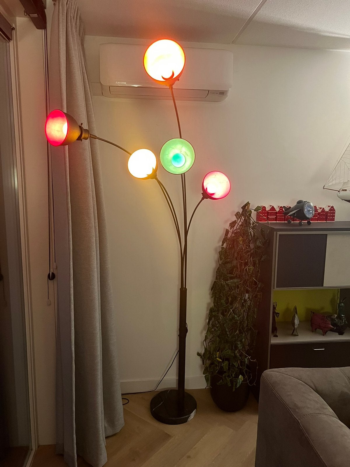 Vloerlamp met marmeren voet en 5 lampen!, Huis en Inrichting, Ophalen, Zo goed als nieuw