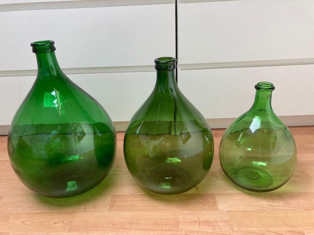 3 Groene Franse gistflessen/mandflessen. Samen 25 euro, Ophalen