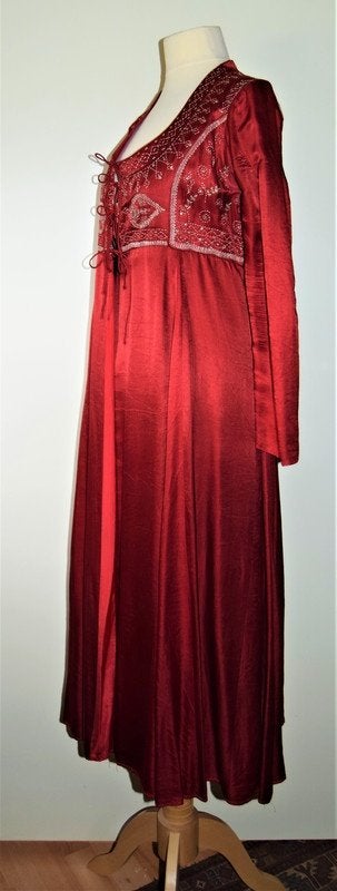 Vintage Easton Pearson zijde boho kaftan geborduurde jurk 36, Verzenden, Easton Pearson, Maat 36 (S), Gedragen