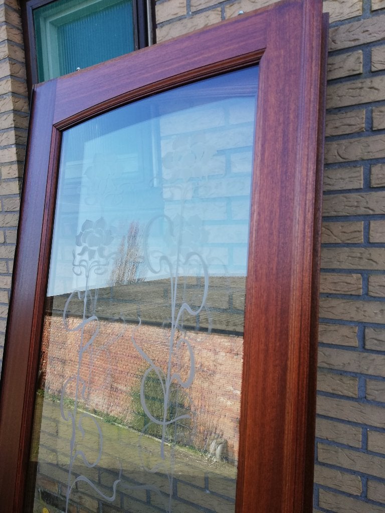 Merantie schuifdeuren incl rails en architraven 218x186br, Ophalen, Binnendeur, Zo goed als nieuw, Schuifdeur