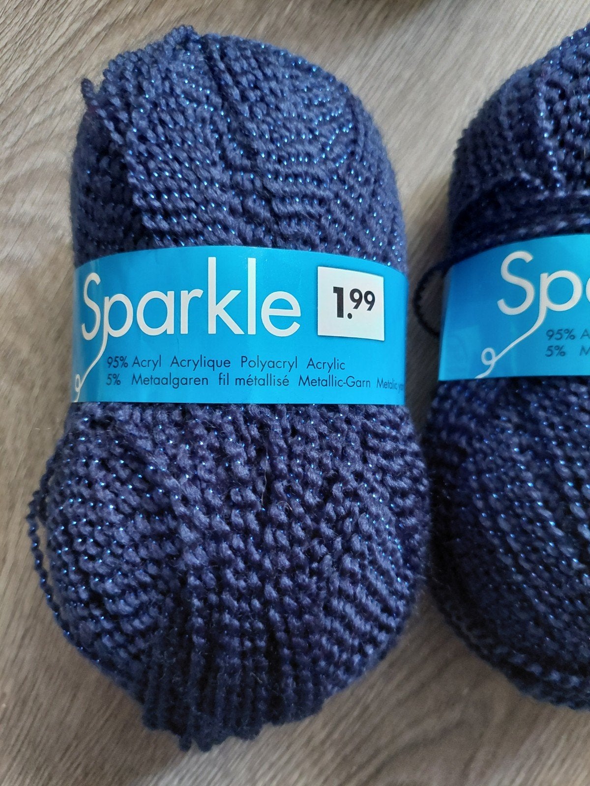 3 bollen Zeeman Sparkle garen - Donkerblauw met glitter, Ophalen of Verzenden, Nieuw, Breien of Haken, Wol of Garen