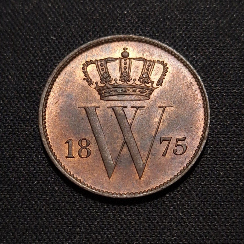 1 cent 1875 deels originele muntkleur, Verzenden, Koning Willem III, 1 cent, Losse munt