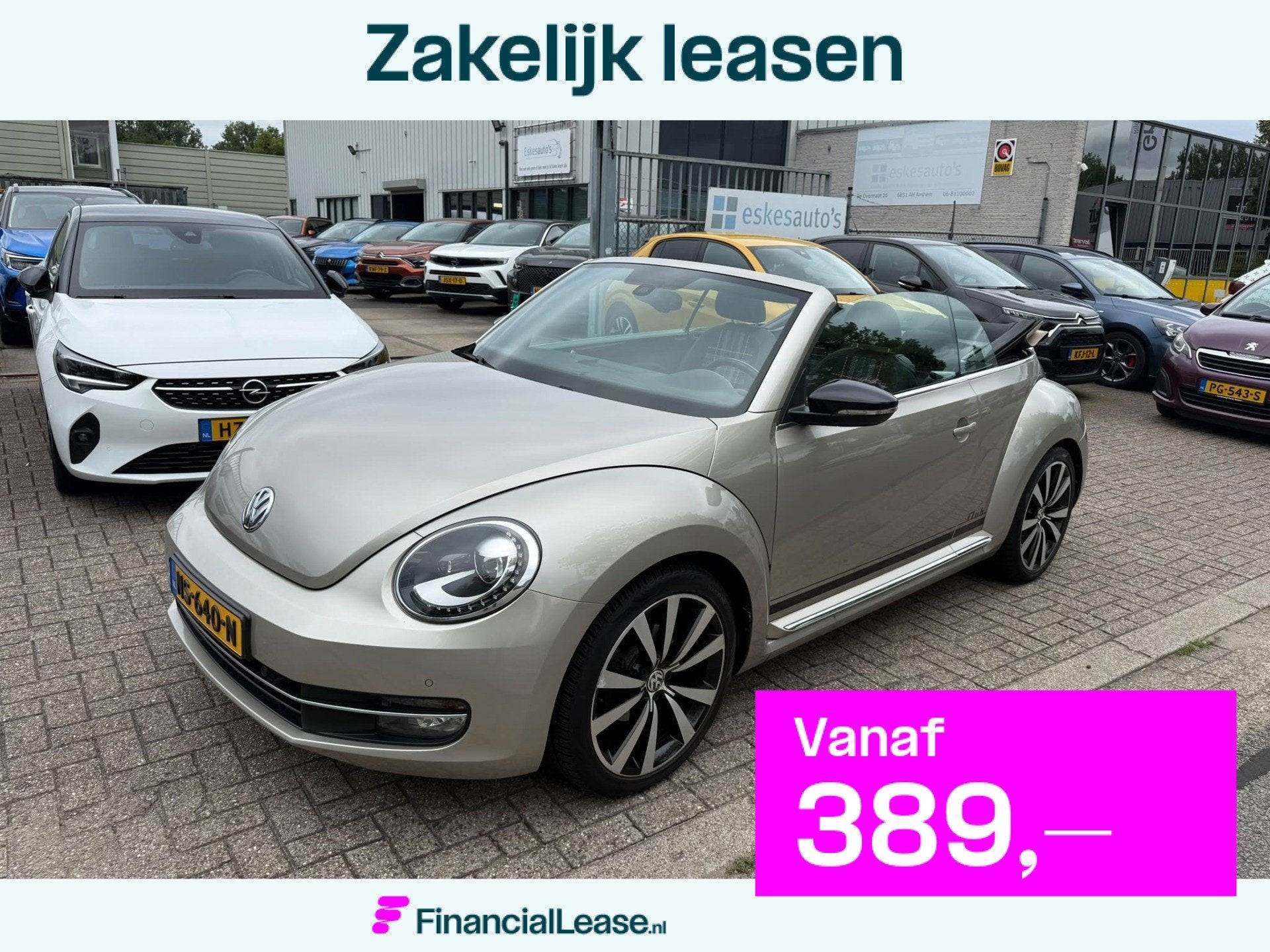Volkswagen Beetle Cabriolet 1.4 TSI Sport BlueMotion Automaa, Dealer onderhouden, Gebruikt, 4 stoelen, Beige