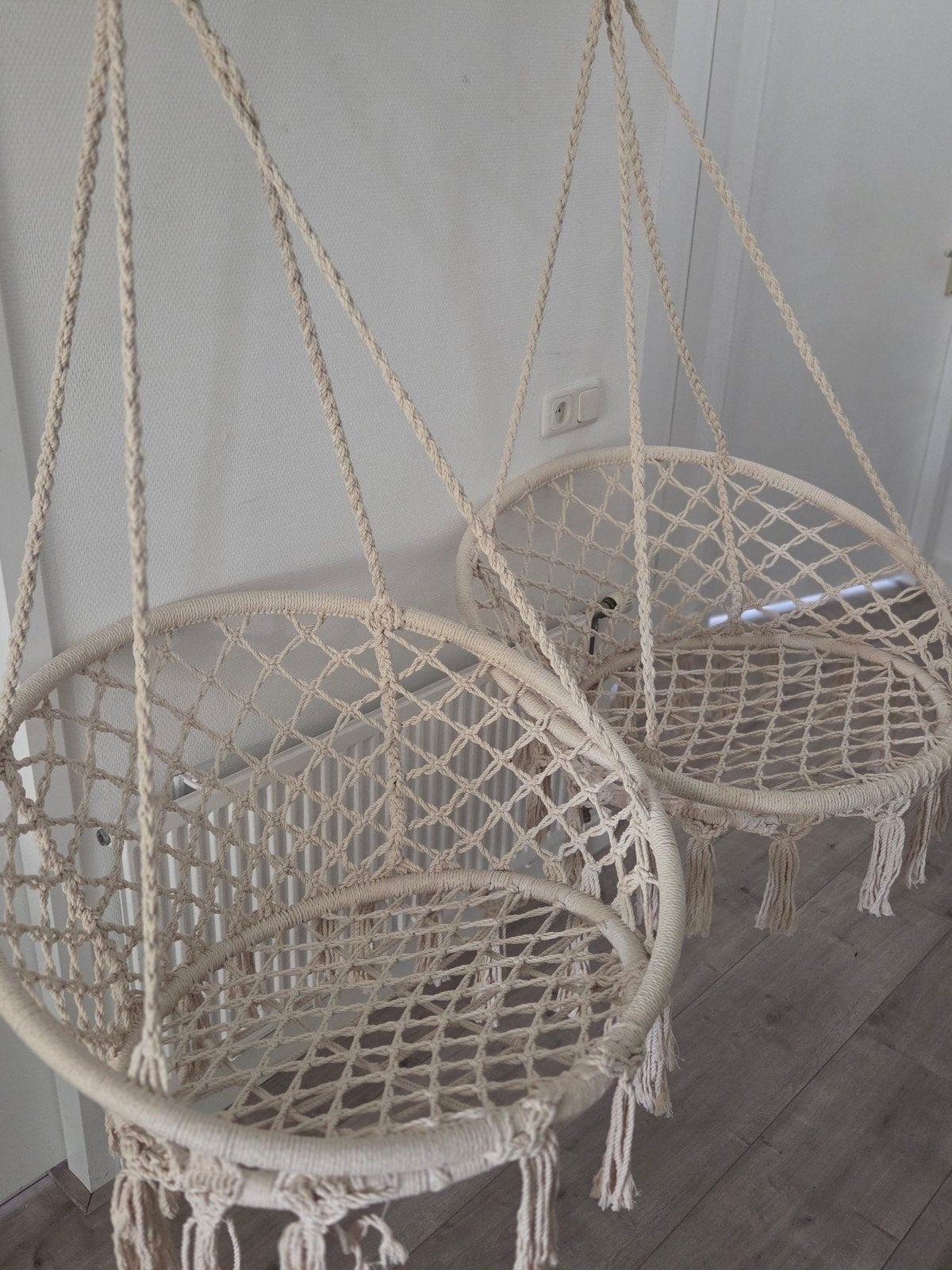 Twee Macramé Hangstoelen - Bohemian Stijl, Huis en Inrichting, Ophalen, Overige materialen, Twee, Overige kleuren