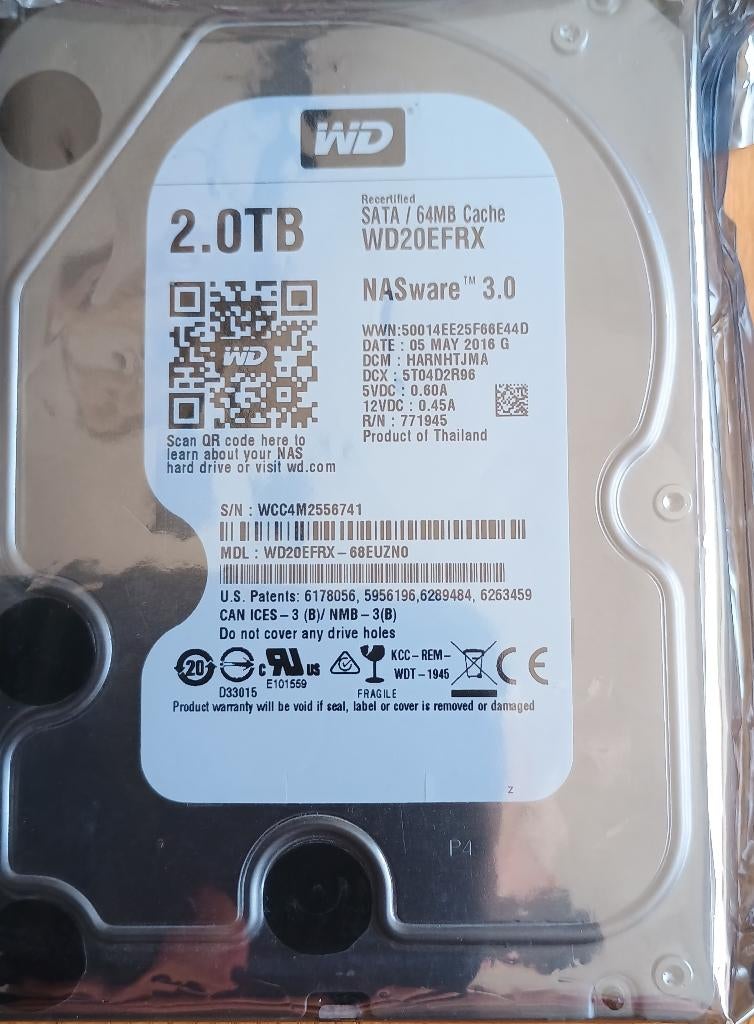 WD Red NAS Hard Drive 3.5" - 2 TB - 2 stuks, Ophalen of Verzenden, Zo goed als nieuw