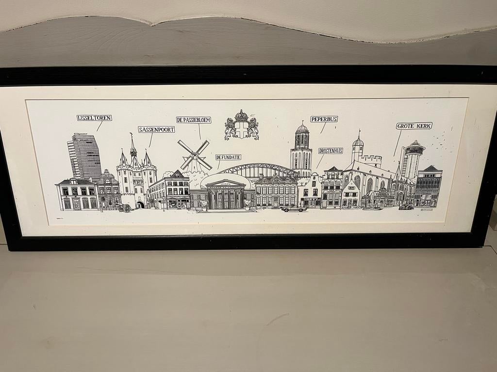Stadsgezicht Zwolle skyline print - Citystylo Lex van Elten, Huis en Inrichting, Ophalen, Oorspronkelijke maker, 100 tot 125 cm
