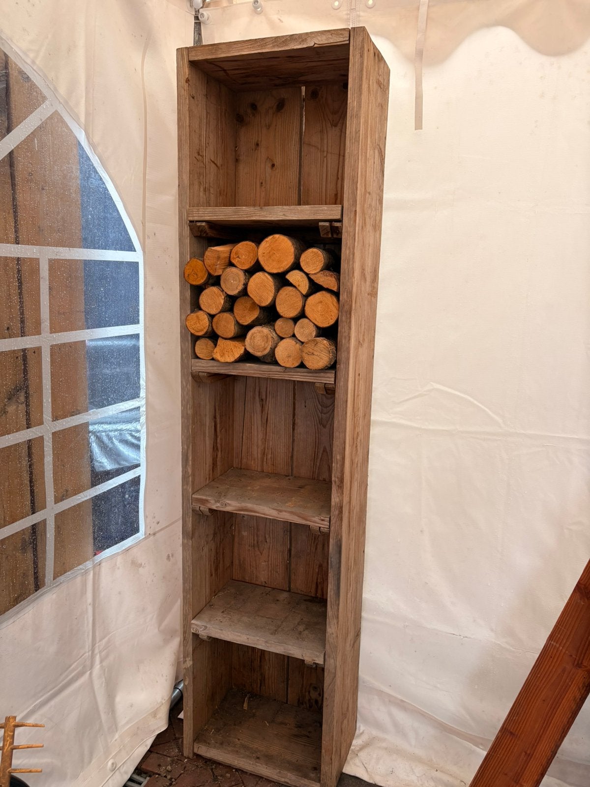 Hout opslagrek 185 hoog, Ophalen, Zo goed als nieuw, Hout, Overige typen