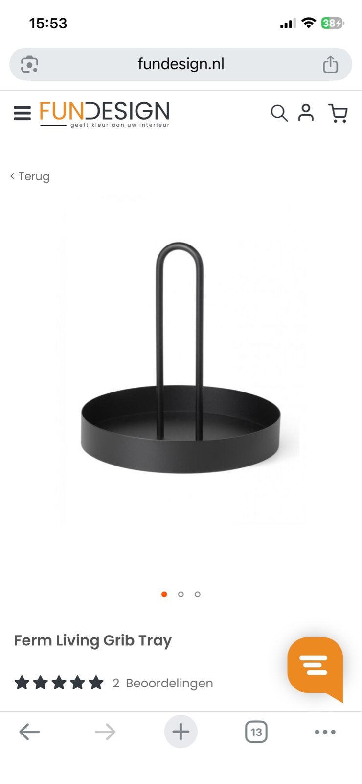Ferm Living Grib Tray - Zwart metalen dienblad, Ophalen of Verzenden, Gebruikt, Zwart, Metaal