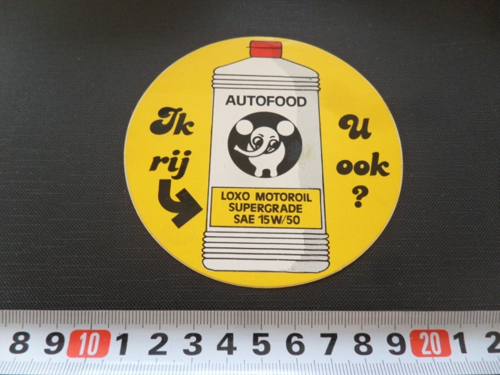 sticker Ik rij AUTOFOOD U ook ? loxo motoroil supergrade sae, Ophalen, Zo goed als nieuw