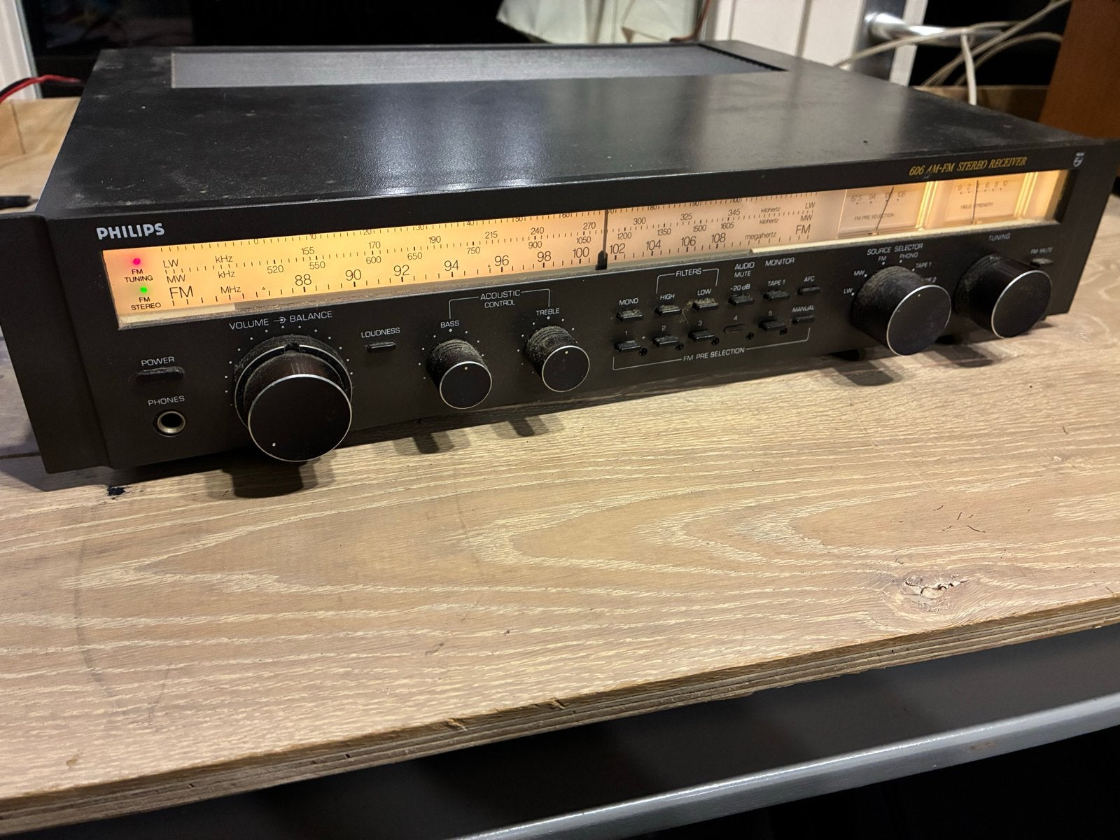 Philips 606 AM-FM Stereo Receiver - Vintage Audio, Gebruikt, 60 tot 120 watt, Stereo, Ophalen