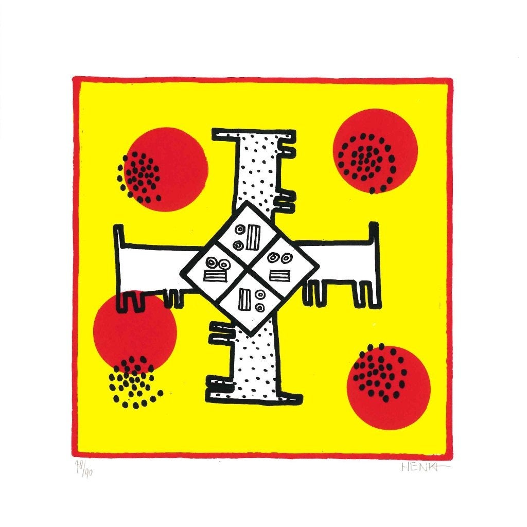 Zeefdruk van Henk de Bouter  4 honden 78, Antiek en Kunst, Ophalen of Verzenden