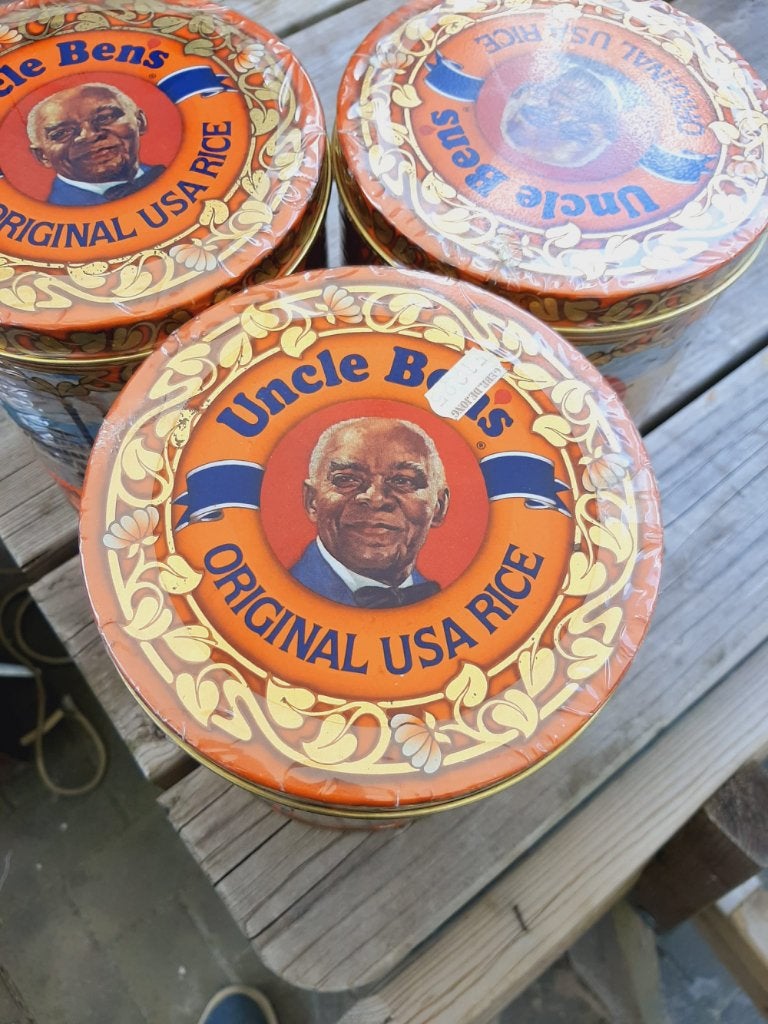 Uniek, New Old Stock, vol vintage blik Uncle Bens Rice., Verzamelen, Ophalen of Verzenden, Nieuw, Overige, Overige merken