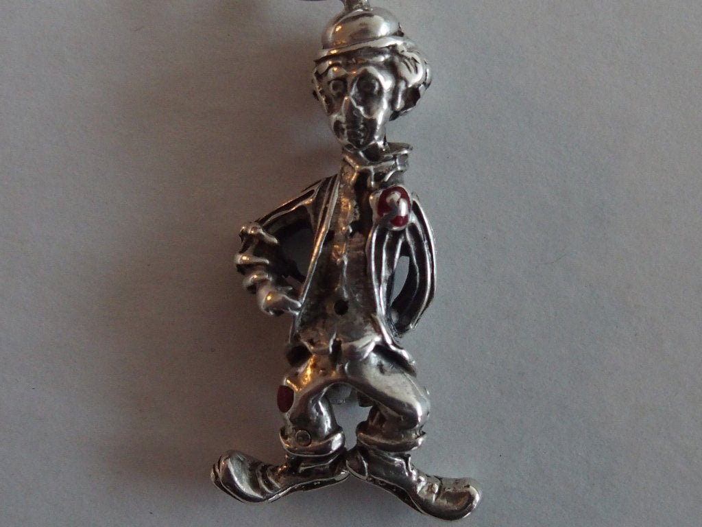 ZILVEREN HANGER: CLOWN (CHARLIE CHAPLIN)?, Verzenden, Zilver