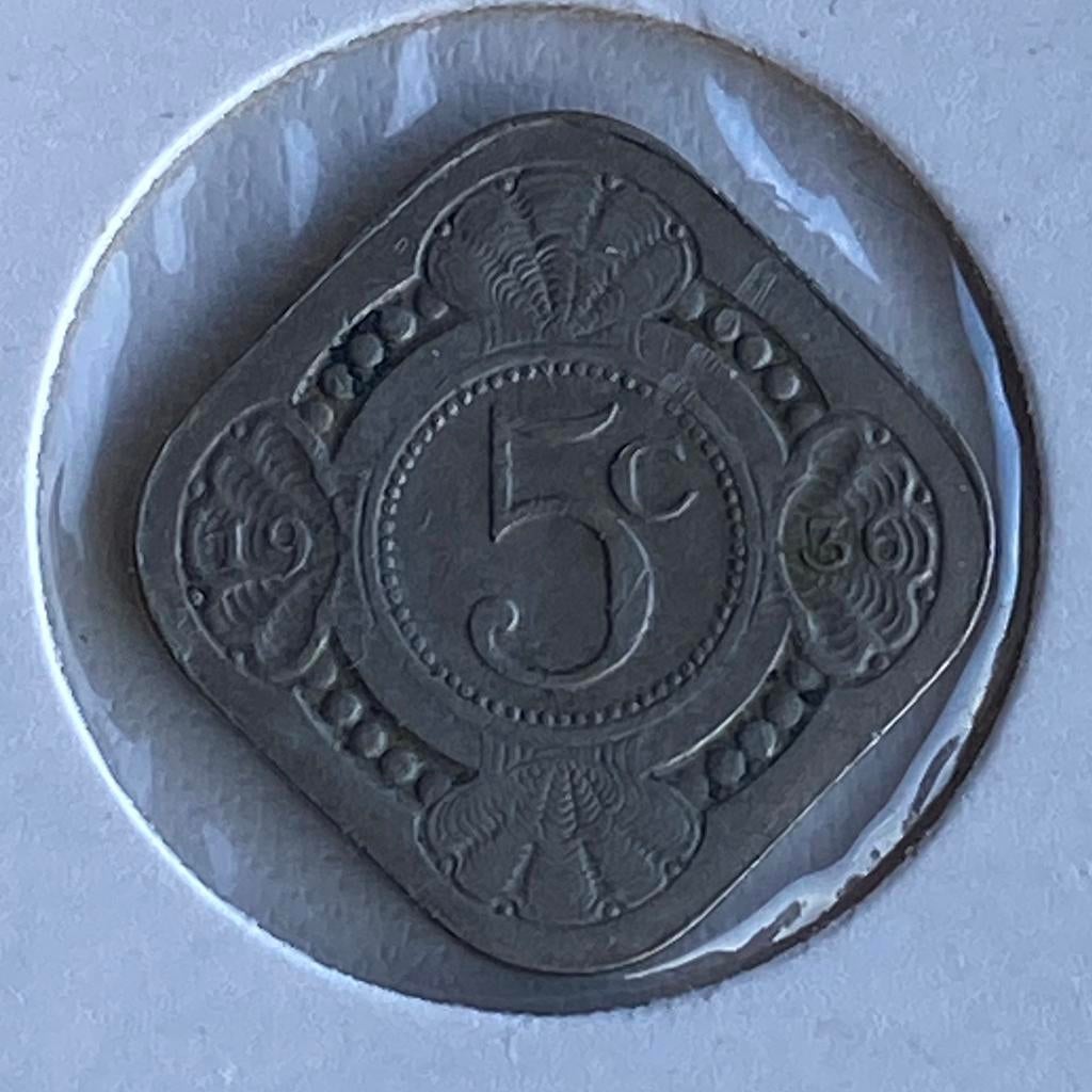 5 Cent / Vierkante Stuiver uit 1936 van Wilhelmina, Postzegels en Munten, Munten | Nederland, Verzenden, Koningin Wilhelmina, 5 cent