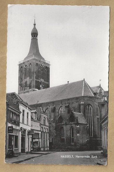 Oude ansichtkaart Hervormde Kerk Hasselt (Ov.), Ophalen of Verzenden, 1960 tot 1980, Gelopen, Overijssel