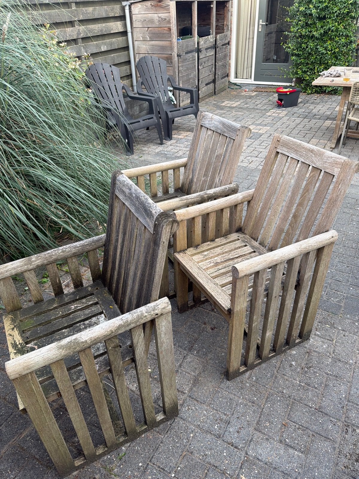 3 Teakhouten tuinstoelen van Royal Arrow, Ophalen, Gebruikt, Teakhout