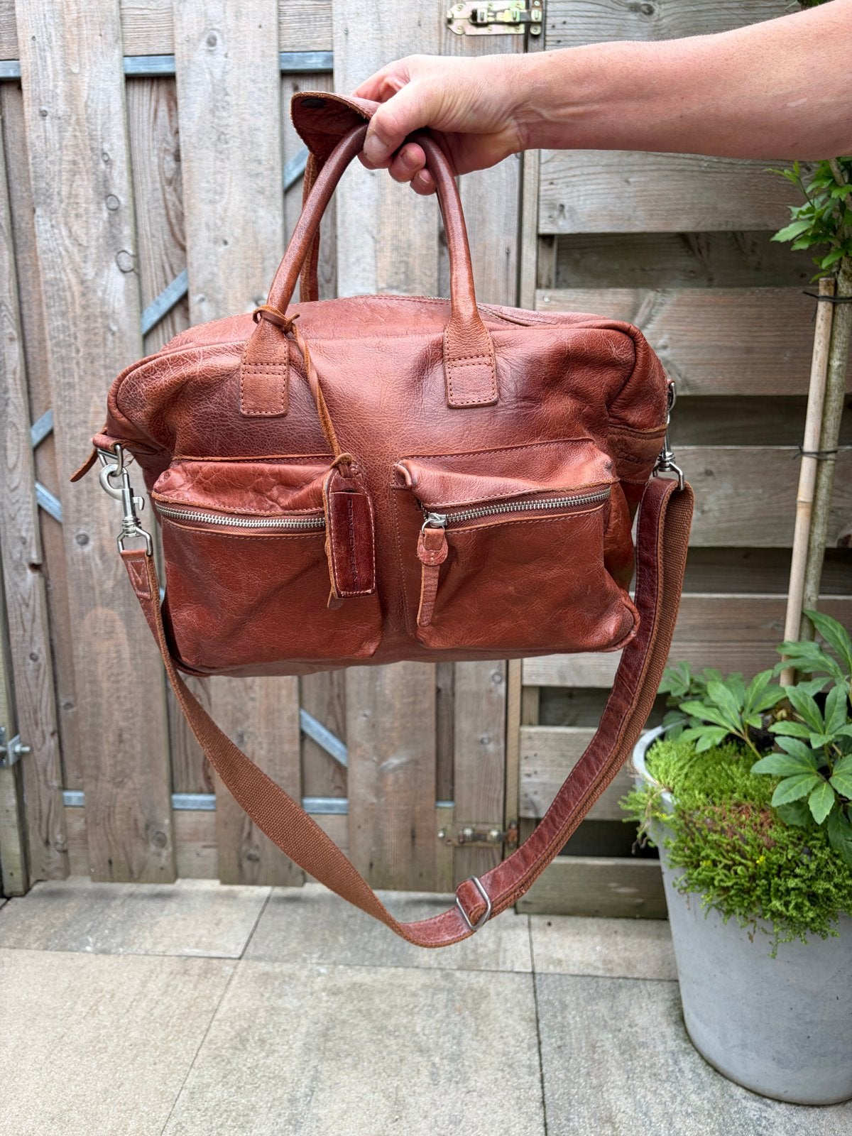 Cowboysbag Leren Handtas/Schoudertas - Cognac, Ophalen of Verzenden, Gebruikt, Bruin, Handtas