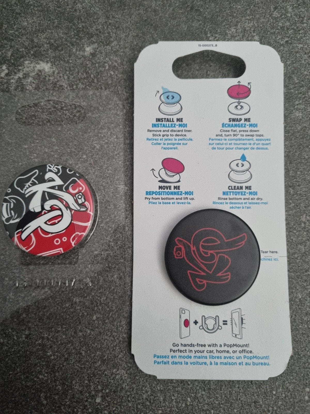 KnolPower PopSockets PopGrip met verwisselbare top - Zwart/R, Ophalen of Verzenden, Nieuw, Telefoonhanger of Accessoire, Universeel