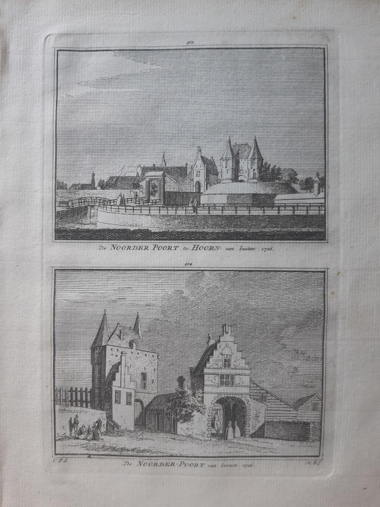 403-404*/ Noorderpoort te Hoorn Gravure uit 1757, Ophalen of Verzenden