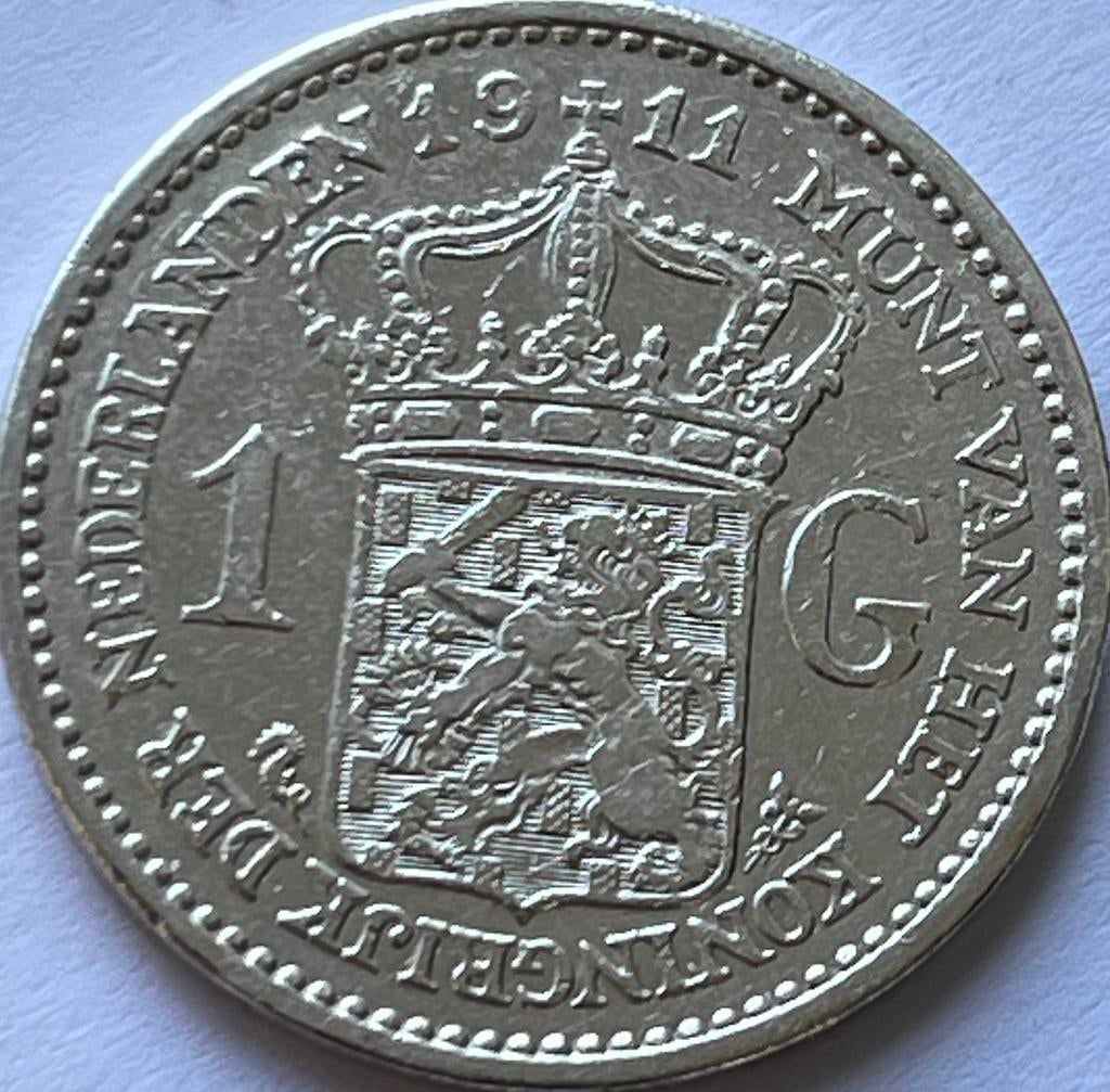 Schaarse gulden 1911, 1 gulden, Zilver, Ophalen of Verzenden, Koningin Wilhelmina