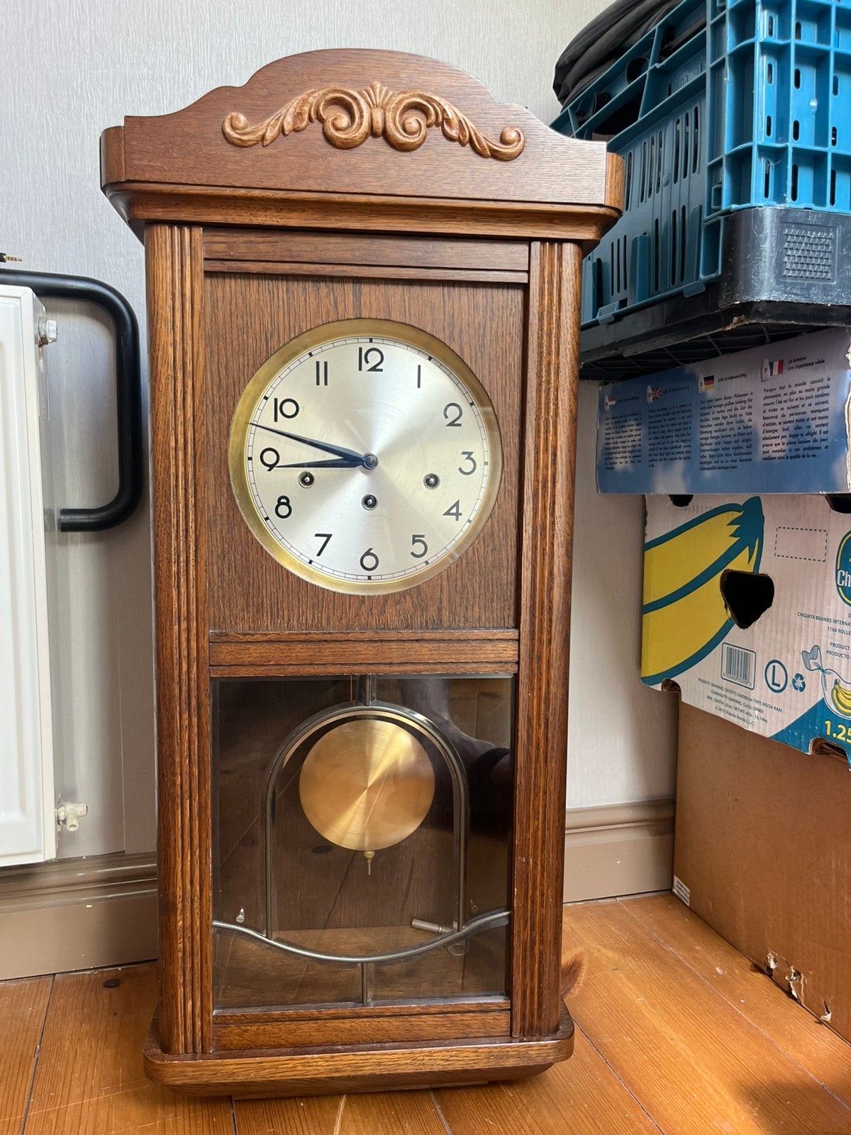 Antieke Regulateur eiken wandklok, Ophalen of Verzenden