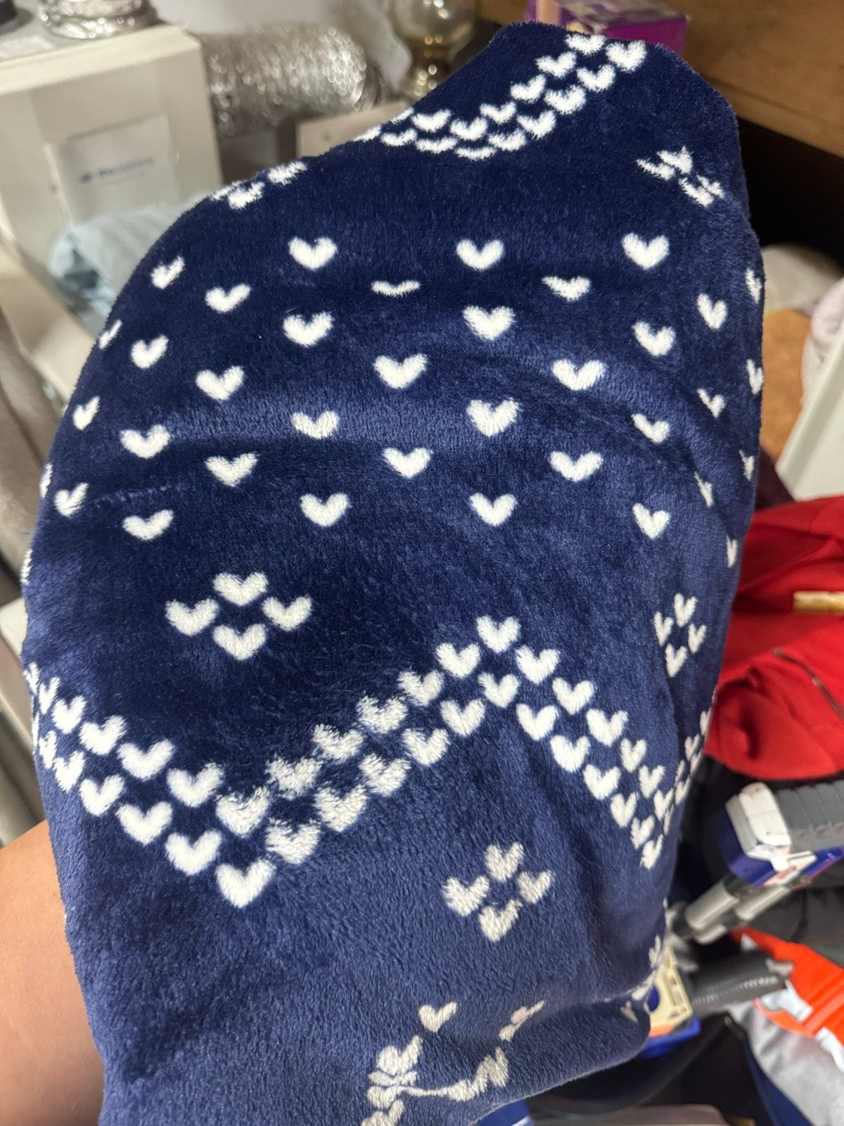 Hartjes blauwe fleece deken, Ophalen of Verzenden, Gebruikt