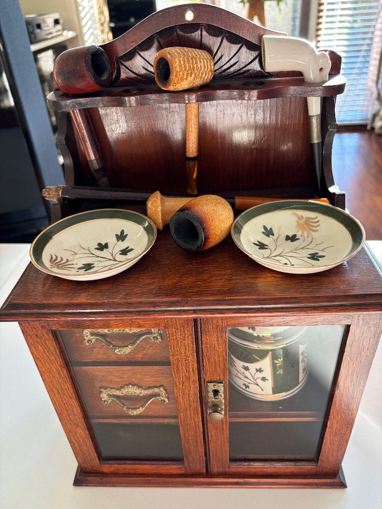 Vintage pijpenkastje met pijpencollectie, Antiek en Kunst, Ophalen of Verzenden