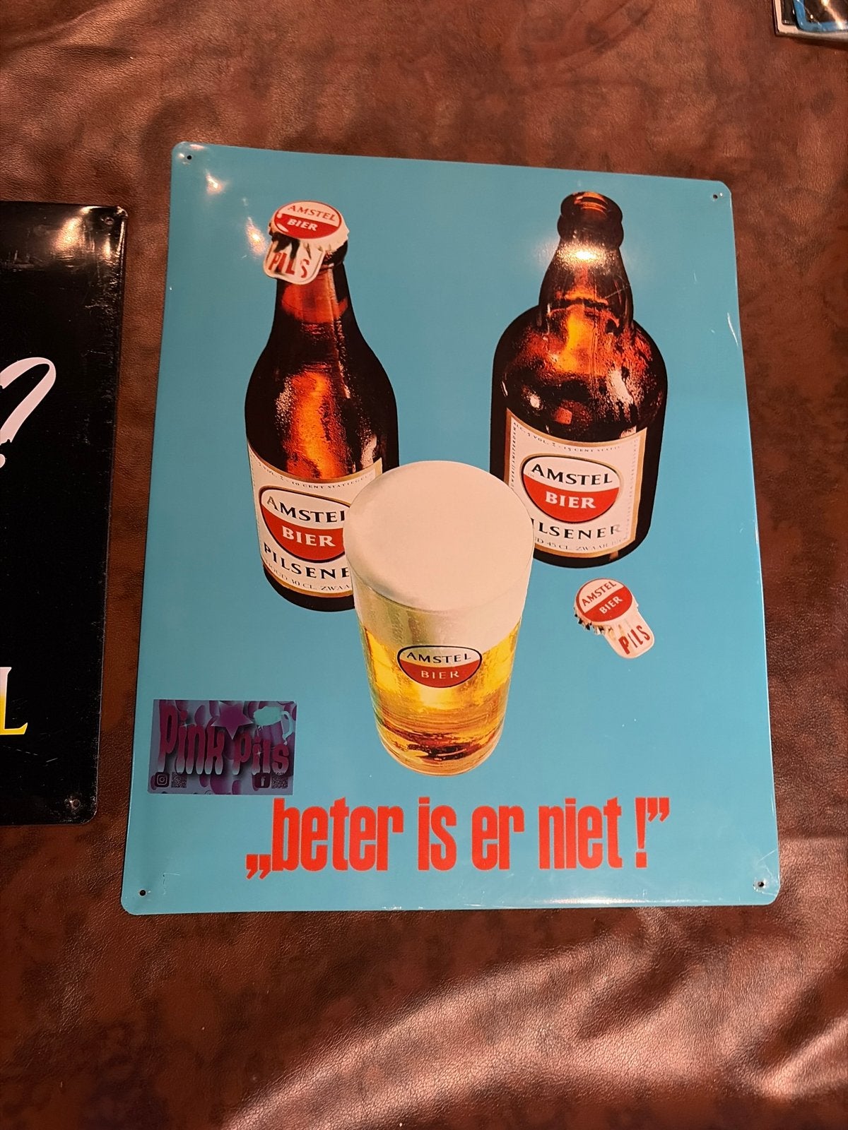 2 Vintage Amstel Bier Reclameborden, Verzamelen, Merken en Reclamevoorwerpen, Gebruikt, Reclamebord, Ophalen of Verzenden