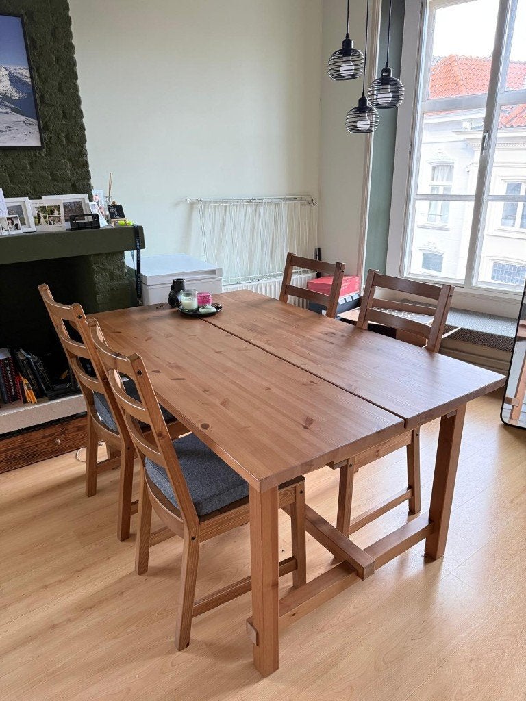 Ikea Nordviken eetkamerstoelen en eettafel uitschuifbaar, Huis en Inrichting, Ophalen, 50 tot 100 cm, Zo goed als nieuw, 150 tot 200 cm
