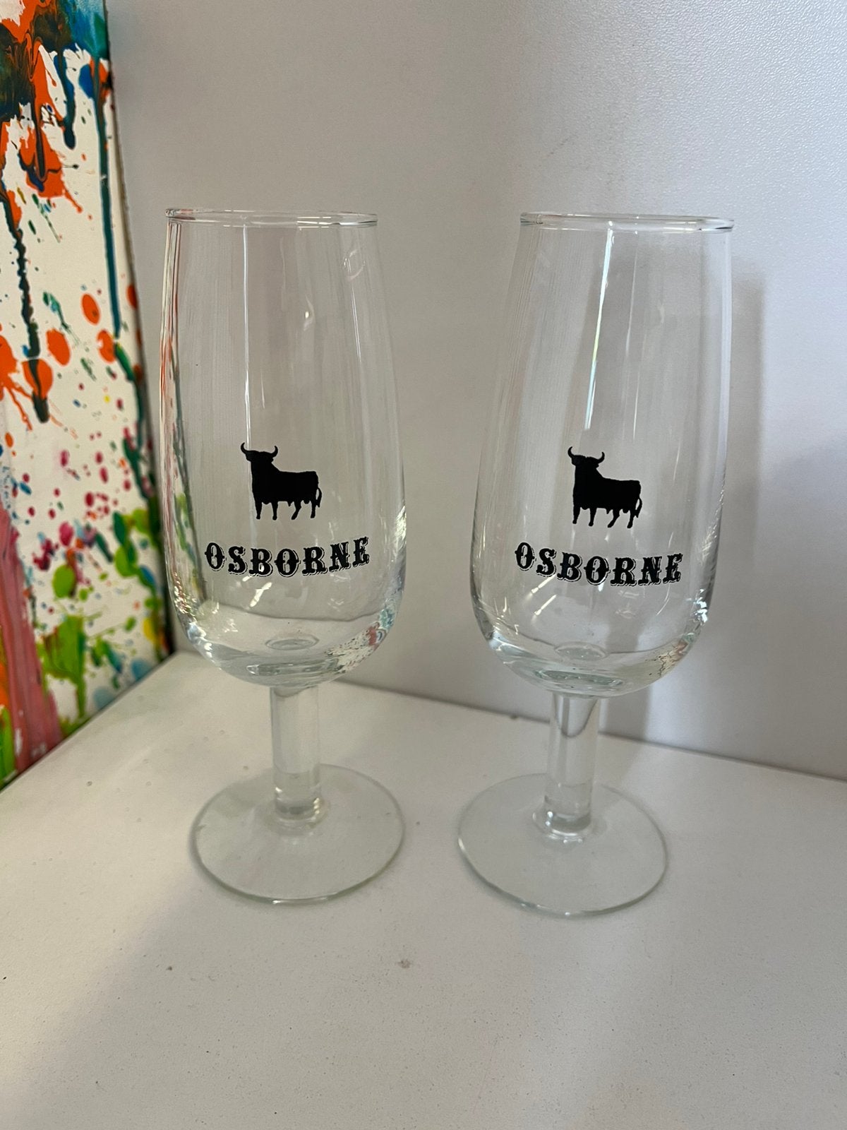 Osborne sherry glazen set van 2 glazen, Ophalen of Verzenden, Nieuw, Borrel- of Shotglas