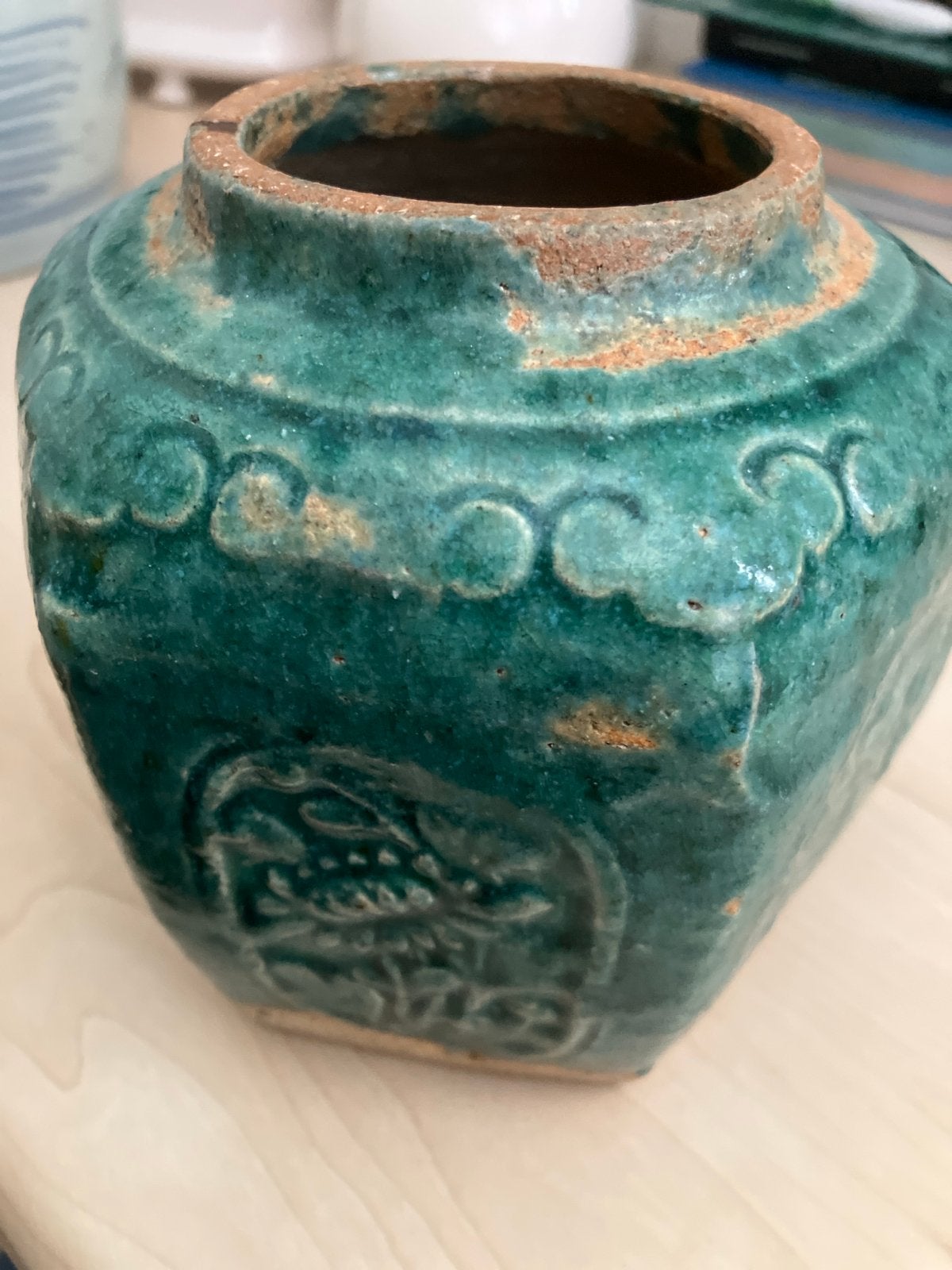 Antieke Chinese gemberpot, groen geglazuurd, Antiek en Kunst, Ophalen of Verzenden