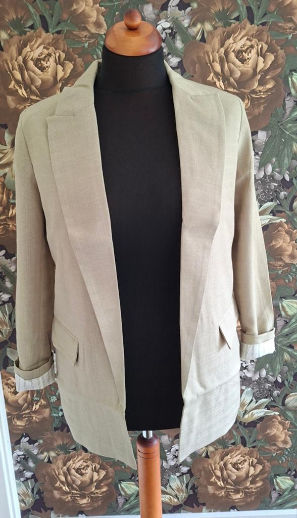 Linnenlook oversized blazer beige jas 42 44 46 48 50 en 52, Ophalen of Verzenden, Nieuw, Maat 46/48 (XL) of groter, Beige