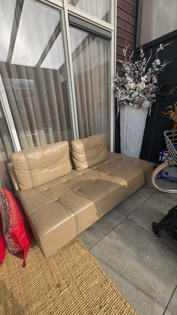 Montel tweepersoons leren bank, Huis en Inrichting, Banken | Sofa's en Chaises Longues, Ophalen, Gebruikt, 150 tot 200 cm, Tweepersoons