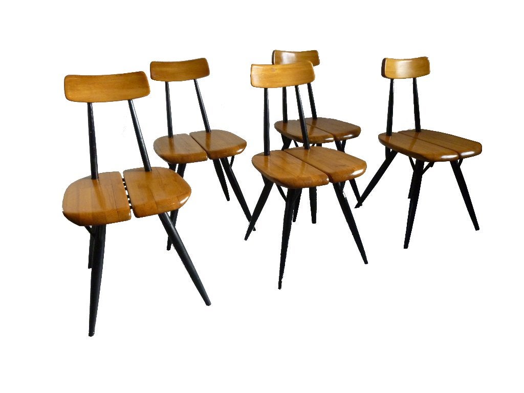 Fantastische vintage Ilmari Tapiovaara design Pirkka stoelen, Ophalen, Gebruikt, Overige kleuren, Vijf, Zes of meer stoelen